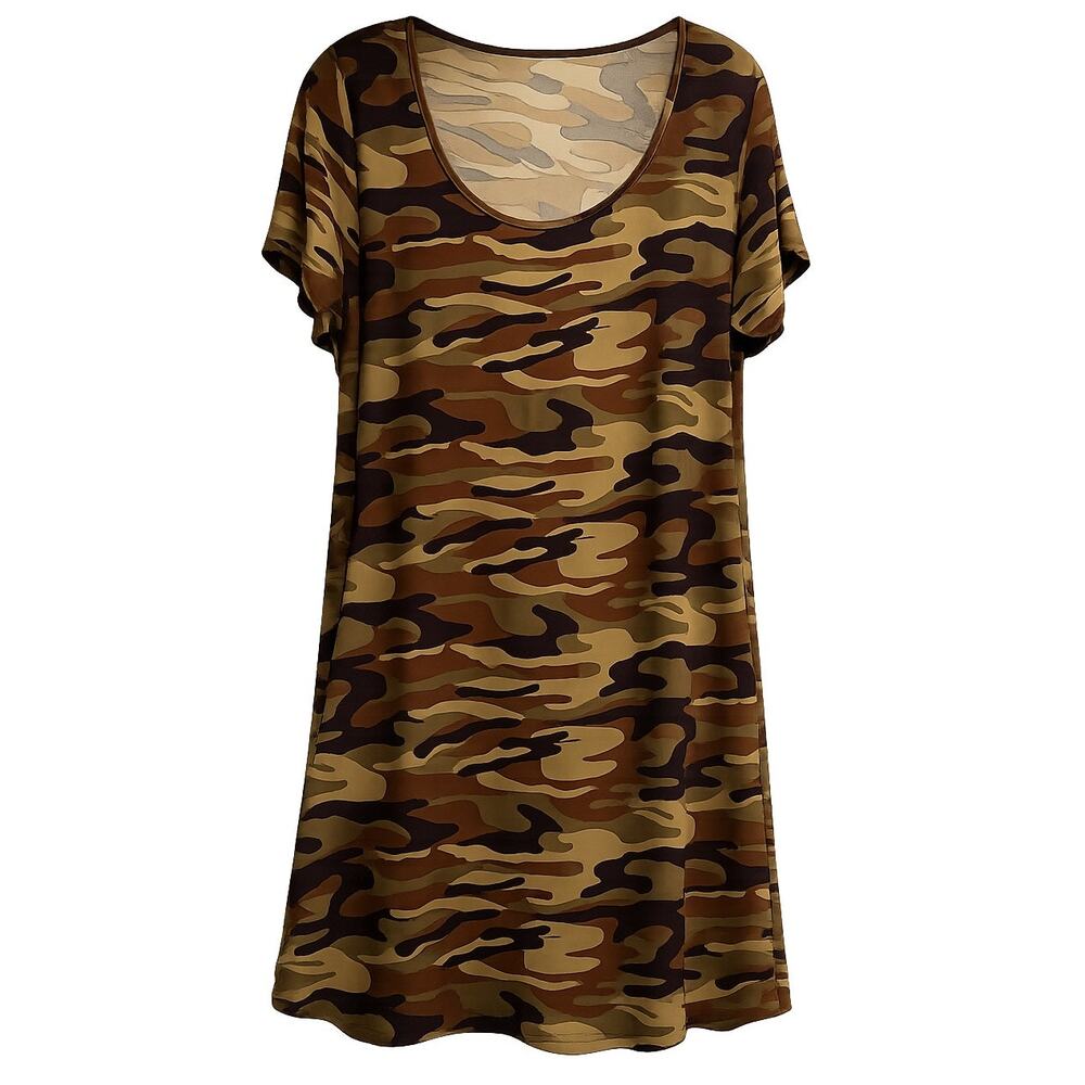 Planet Gold Camo T-Shirt Dress 3X Plus Size Casual Army Print Streetwear